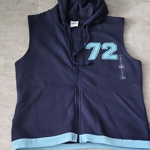 Old Navy Dark Blue Hoodie Vest with Light Blue Accents